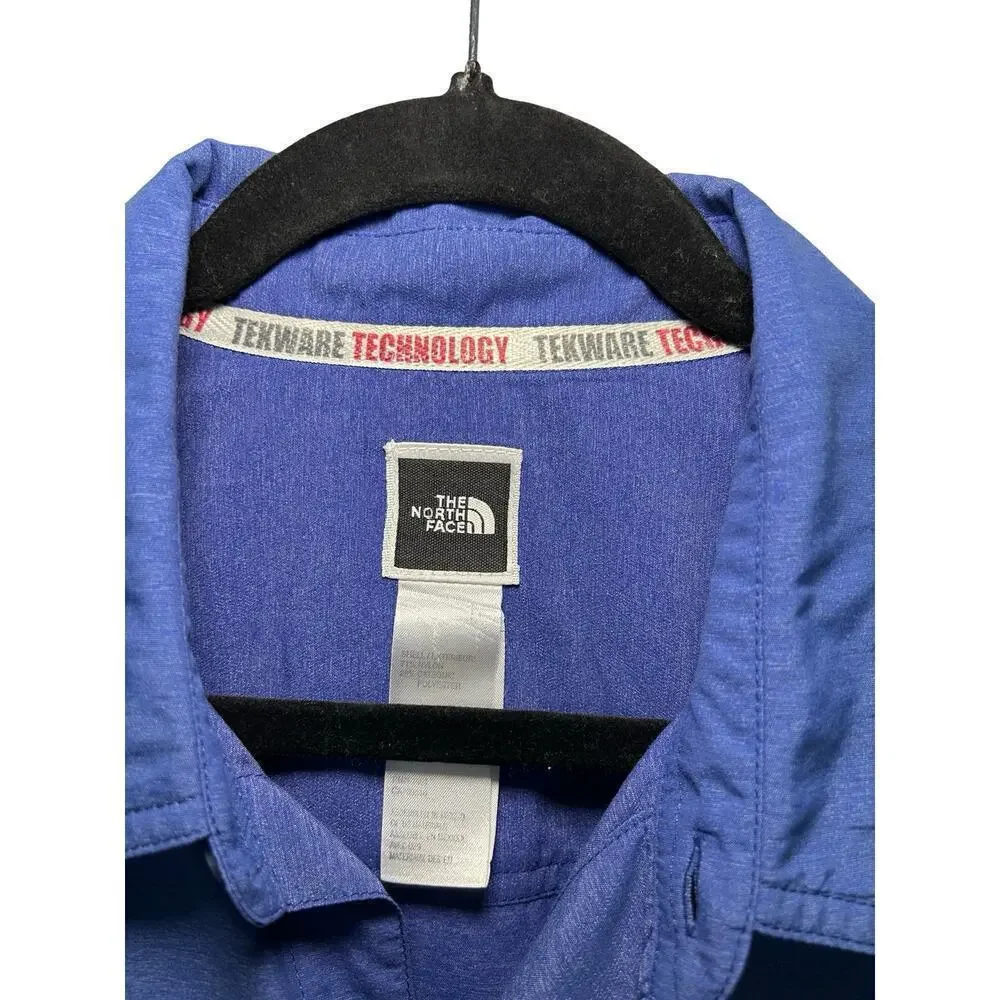 North Face Men’s Tekware Technology Short Sleeve Button Down Shirt Blue Size L